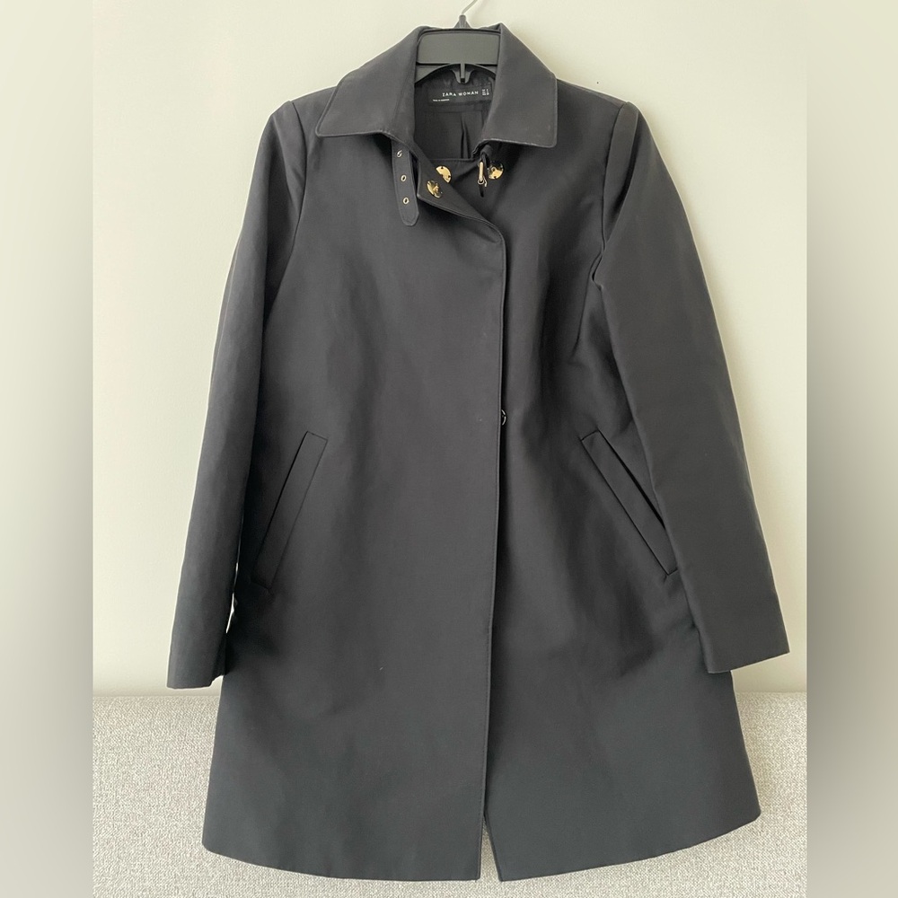 Zara Classic Black Trench Coat Size S